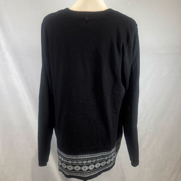 Kim Rogers black and white snowflake reversible removable scarf sweater large - Picture 7 of 10